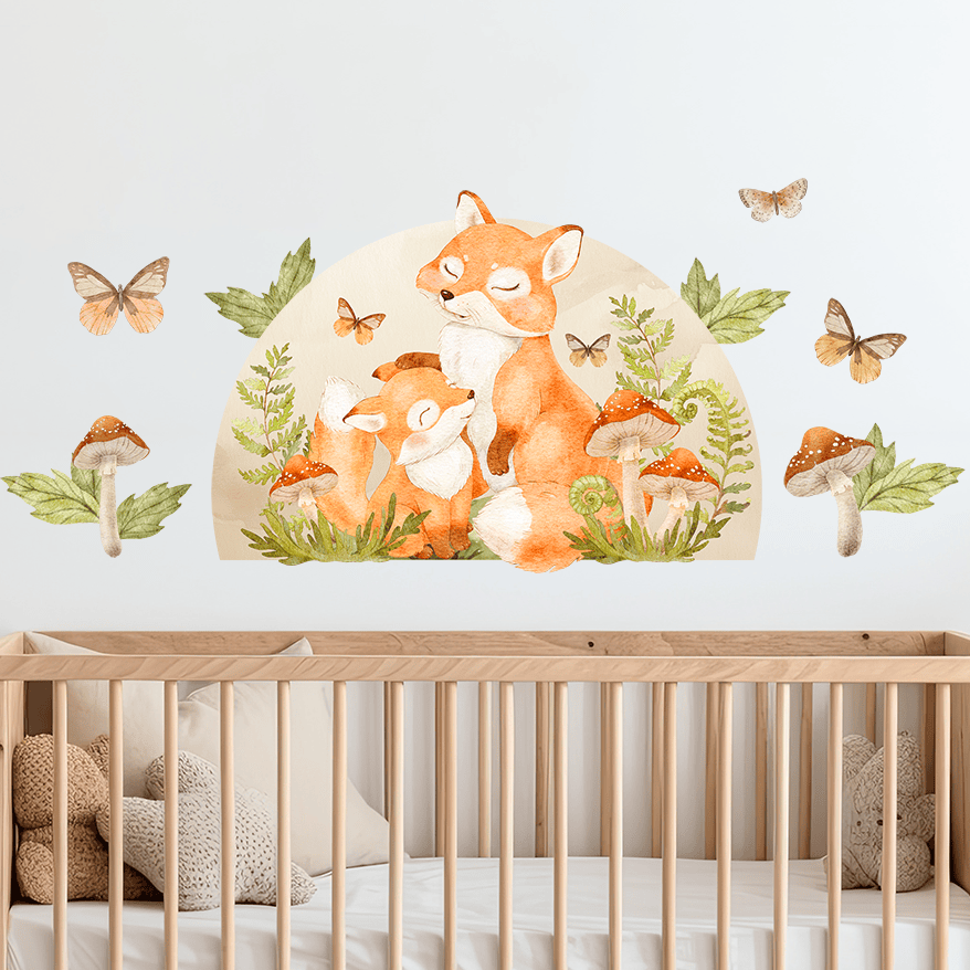 sticker renard aquarelle mur