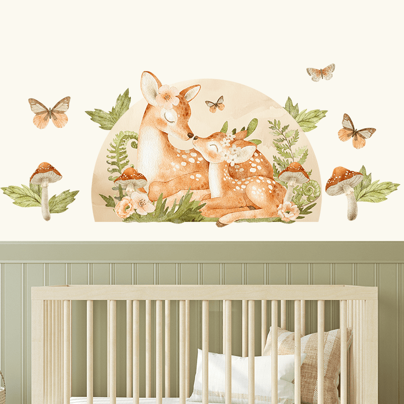 sticker biche aquarelle mur