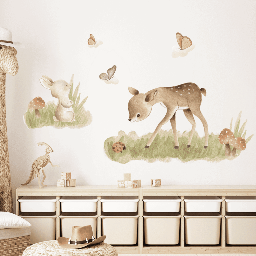 sticker lapin bebe foret aquarelle