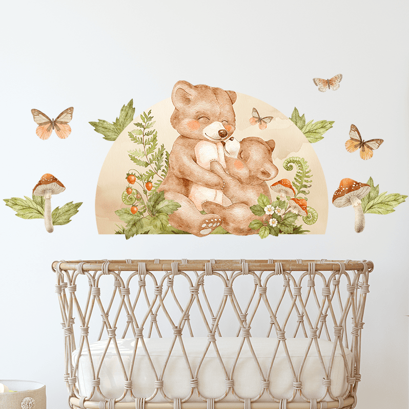 sticker decoratif ours maman bebe