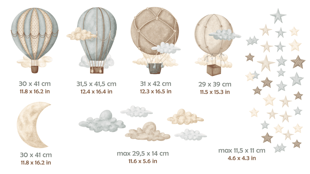 sticker mural montgolfiere bebe style aquarelle