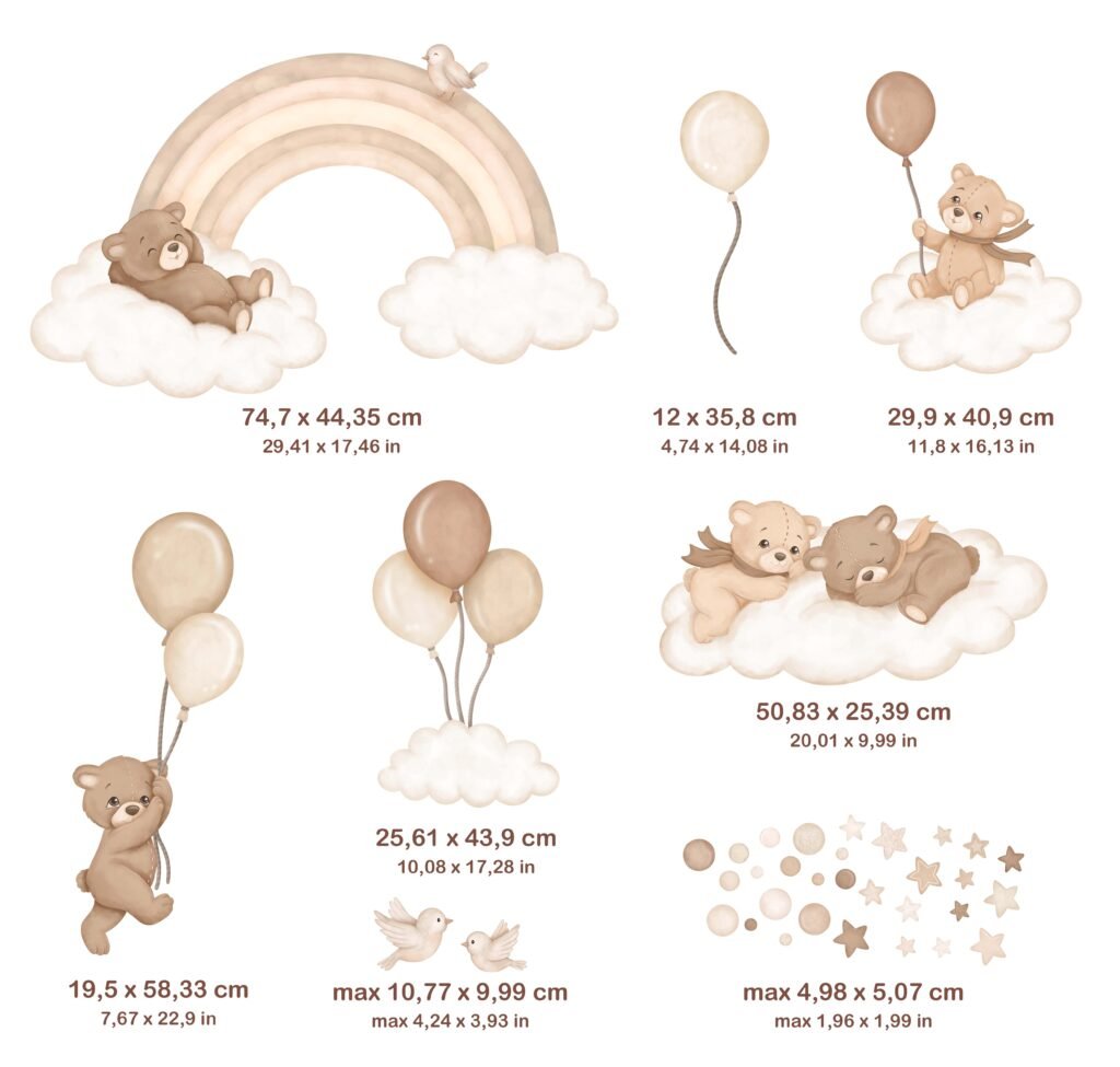 stickers muraux ourson beige chambre bebe