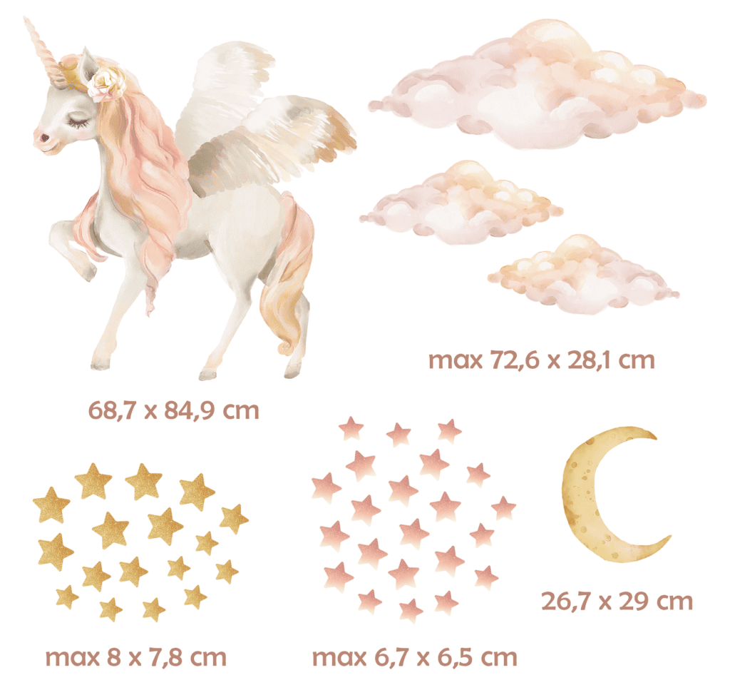 licorne murale boheme nuages lune etoiles deco fille
