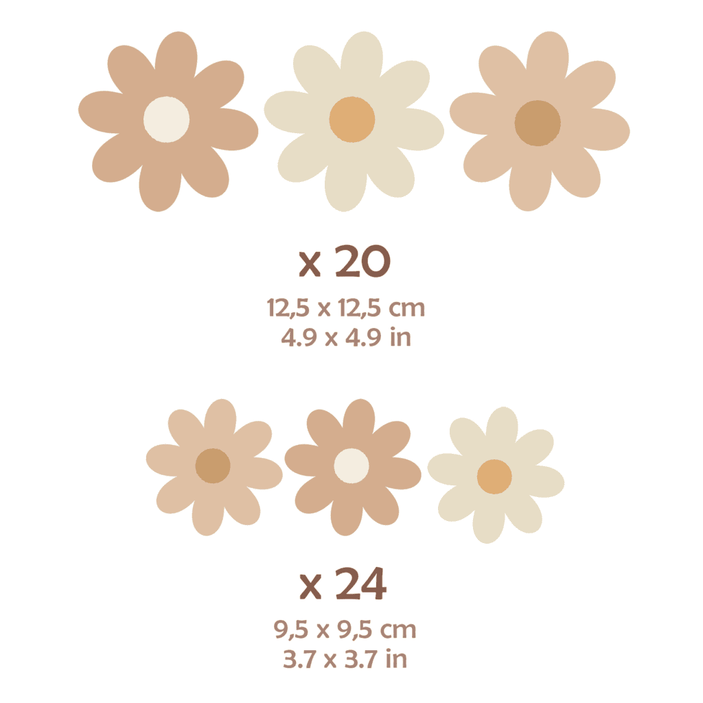 stickers muraux marguerites 50 pieces dimensions