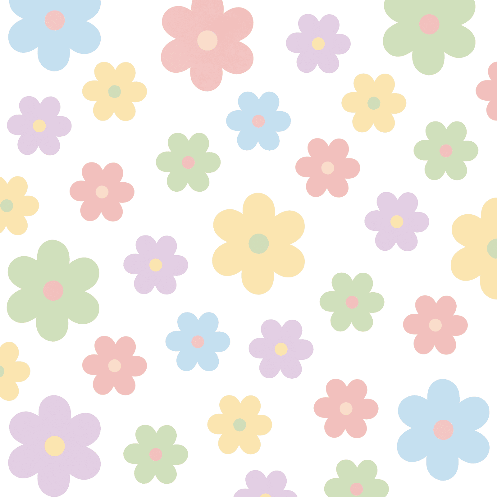 stickers muraux fleurs pastel multicolores enfant 48 pièces