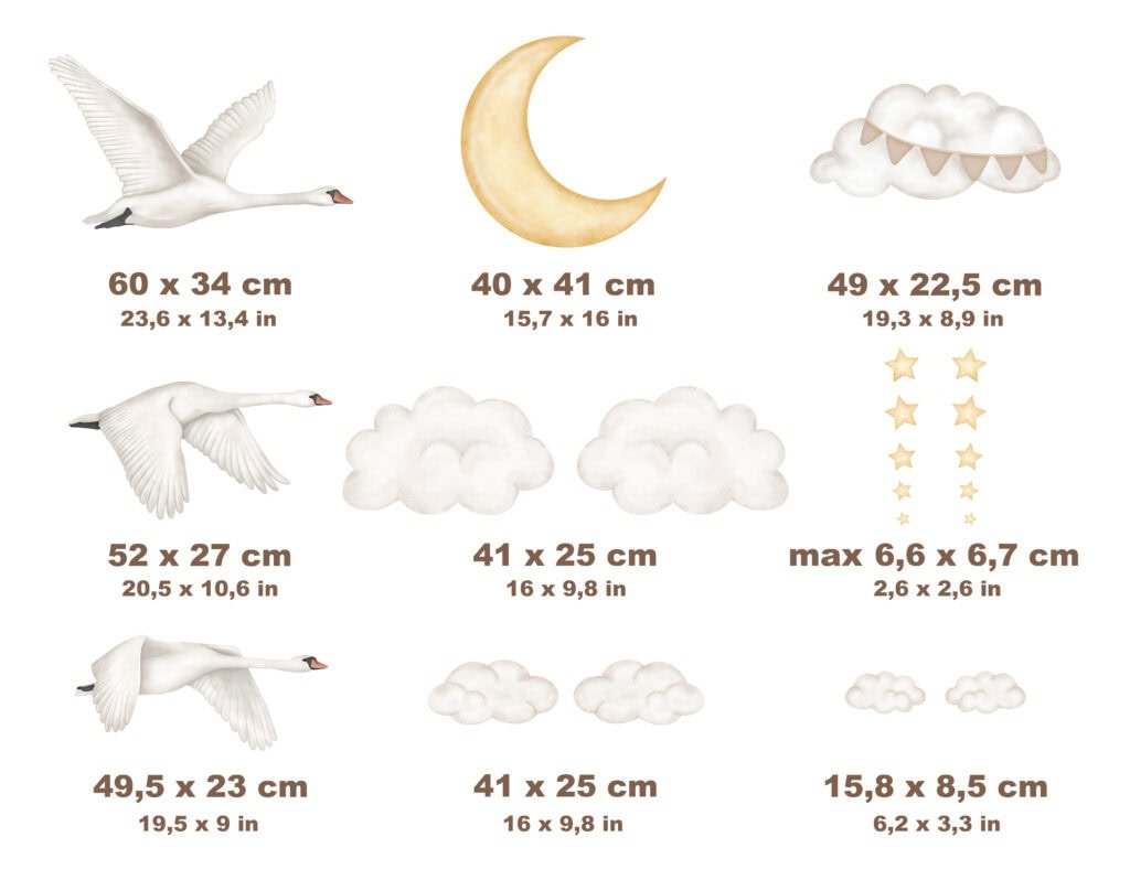 stickers lune nuages etoiles bebe