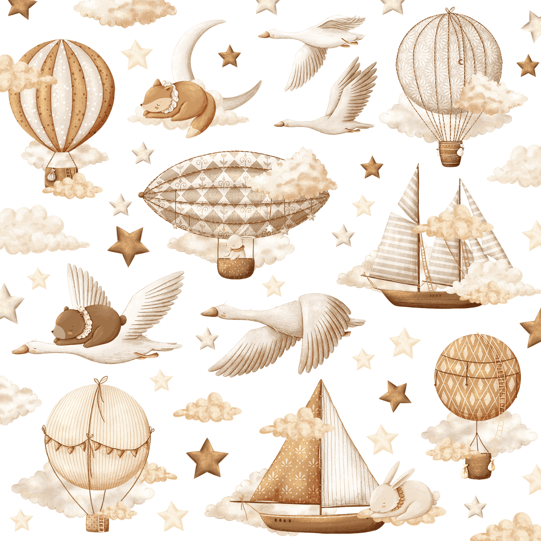 stickers muraux montgolfiere XL effet panoramique