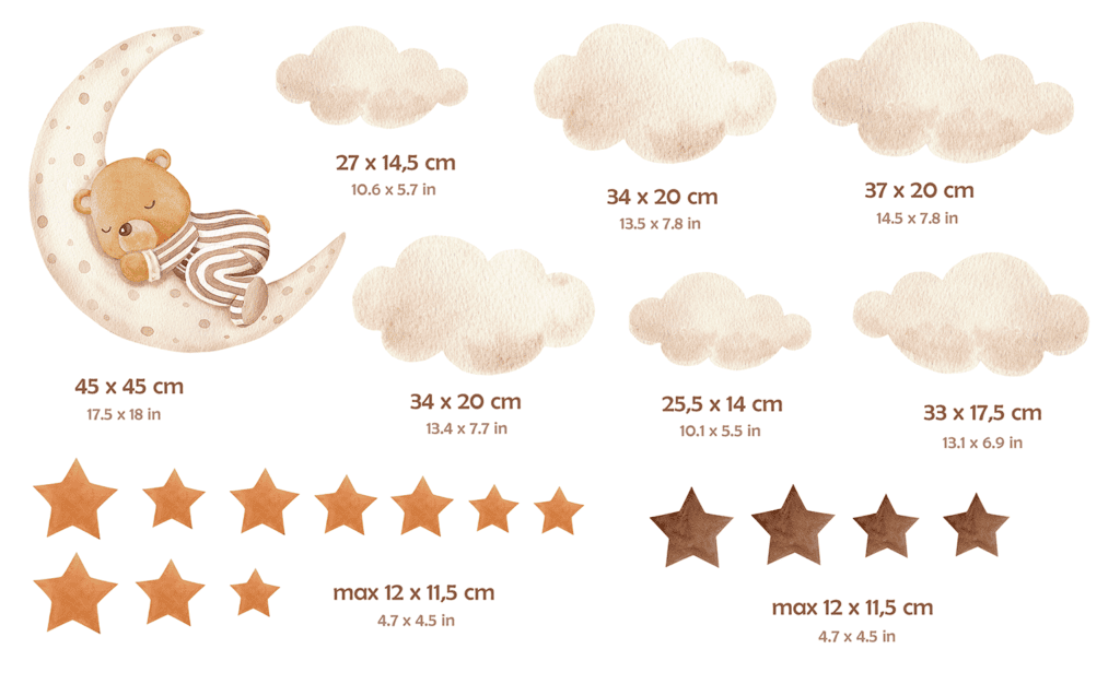 stickers muraux ourson lune chambre bebe