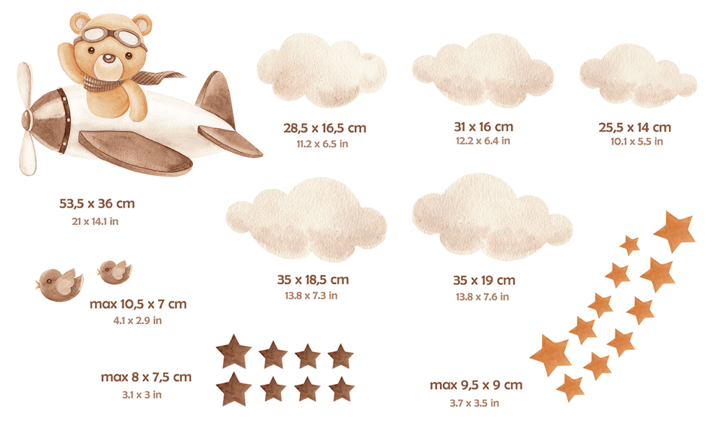 ours pilote avion decoration murale enfant