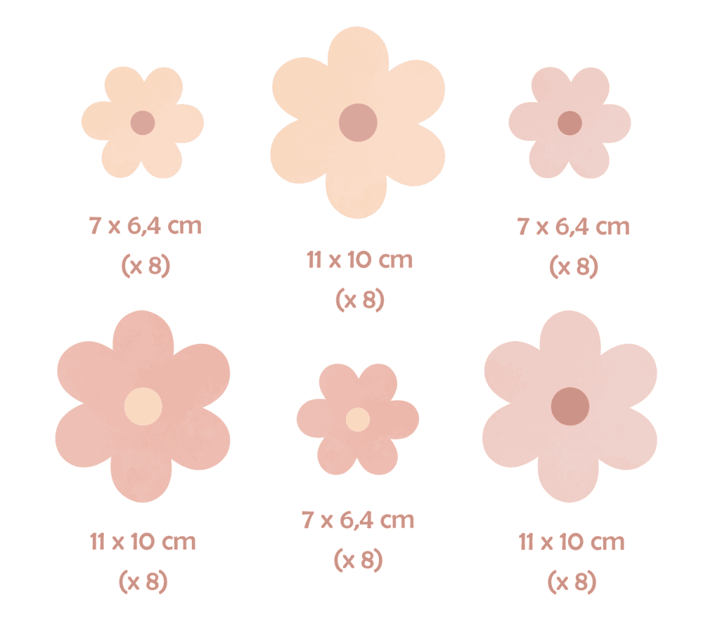 stickers muraux fleurs rose et peche dimensions 48 pieces