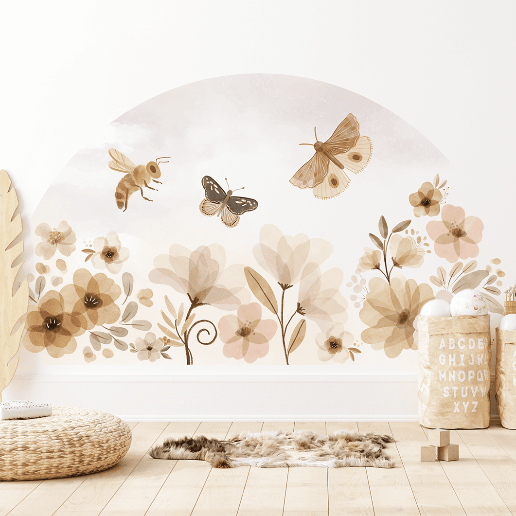 grand sticker mural fleurs aquarelle chambre