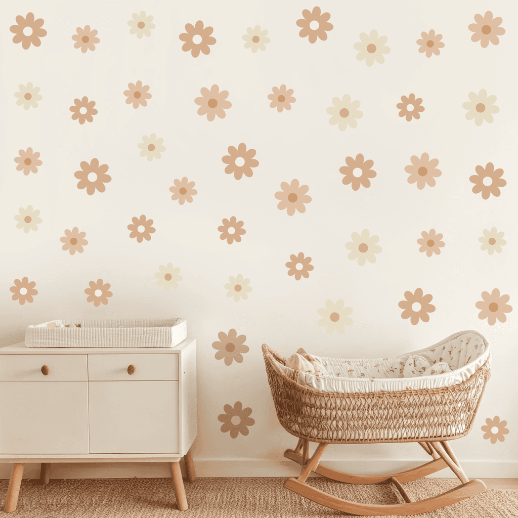 stickers muraux fleurs enfant style boho marguerites