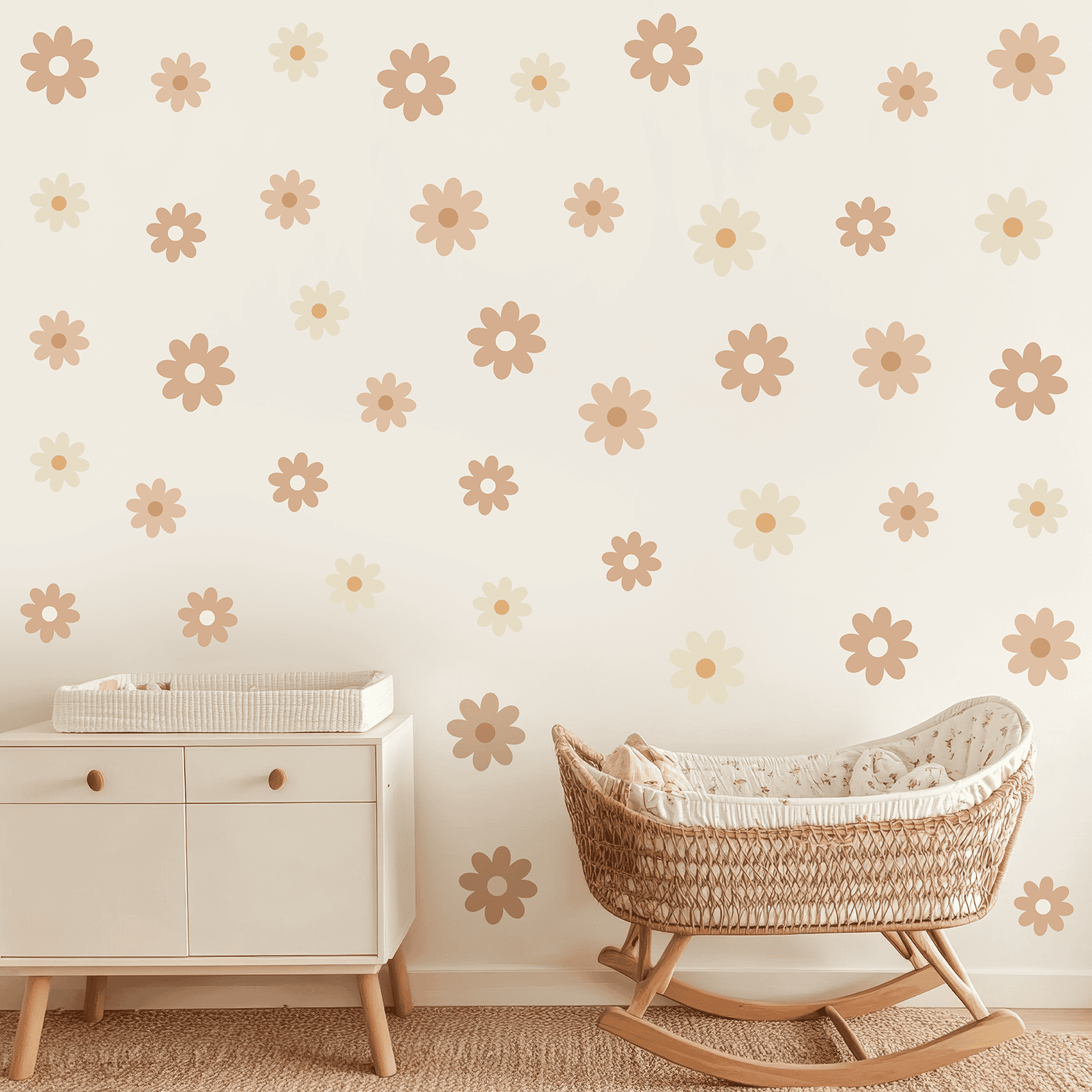 stickers muraux fleurs enfant style boho marguerites