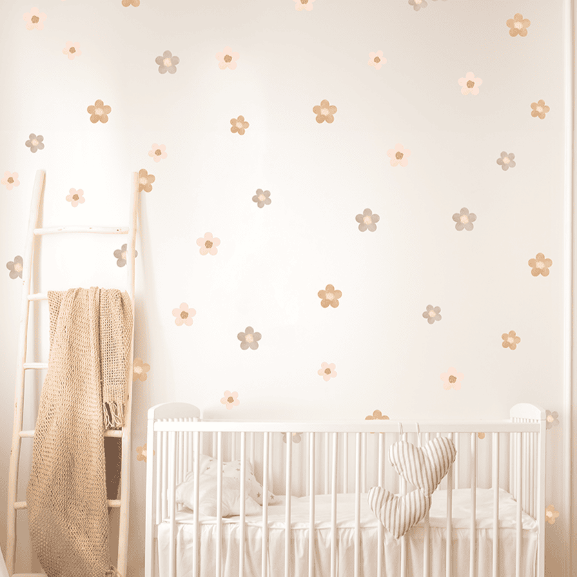 stickers muraux fleurs pastel mur chambre bébé décoration