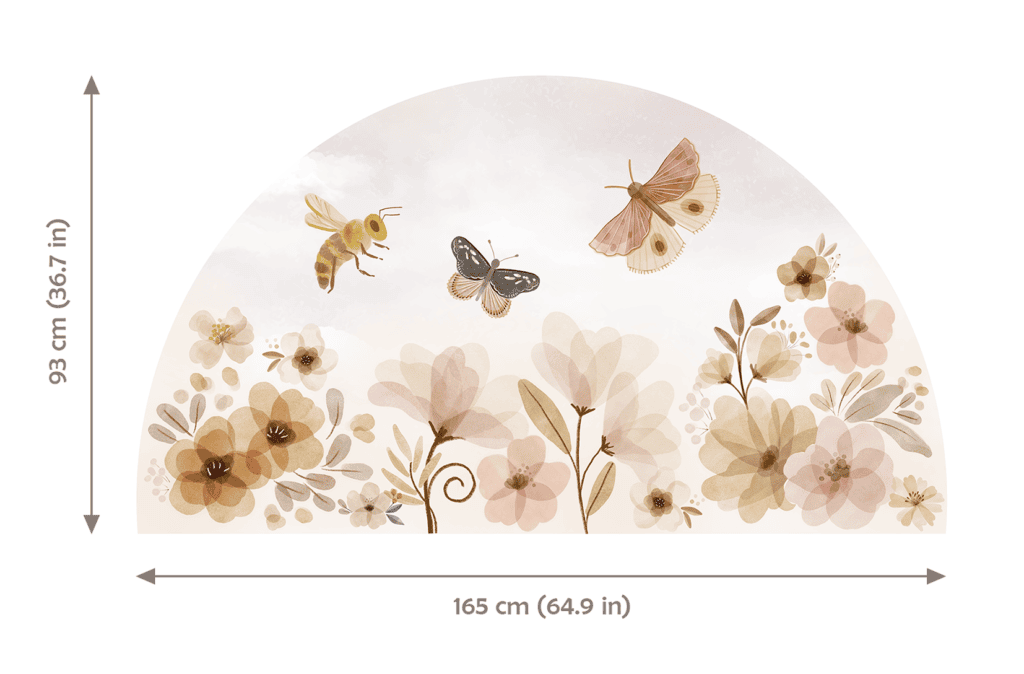 sticker mural fleurs prairie demi cercle mur bebe