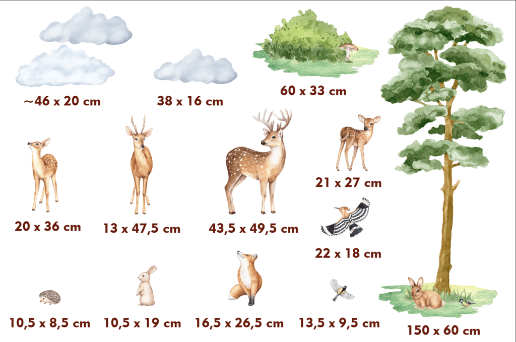 stickers muraux arbre foret aquarelle chambre enfant