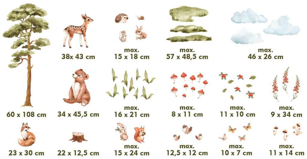 sticker animaux foret XL avec arbre