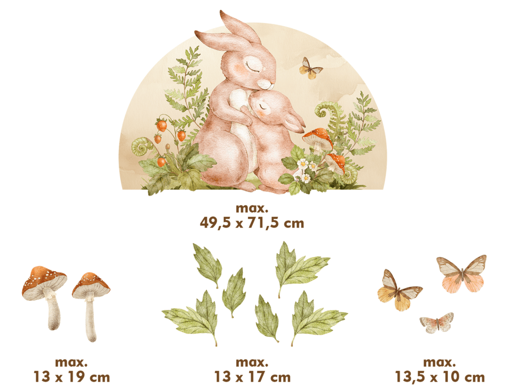 sticker mural doux bebe lapins