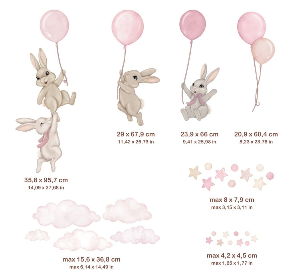 stickers muraux lapins rose decoration douce enfant
