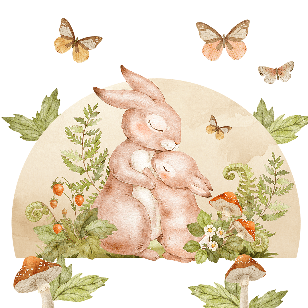 sticker mural doux bebe lapins