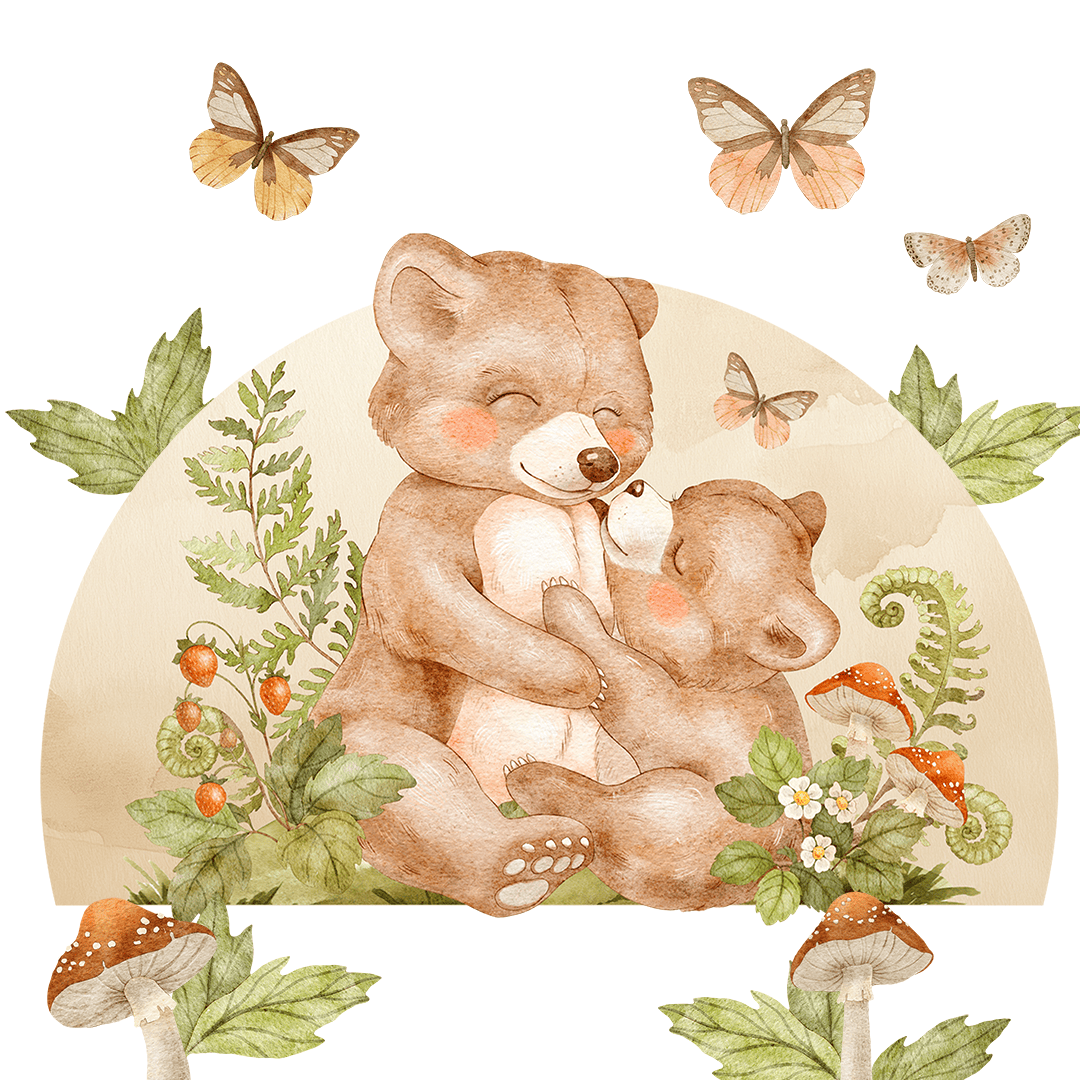 sticker mural doux bebe ours