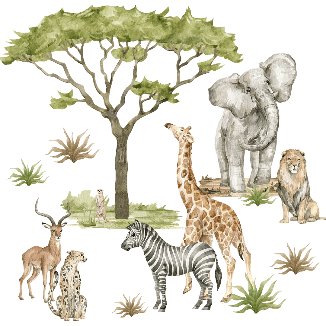 stickers muraux animaux afrique chambre bebe