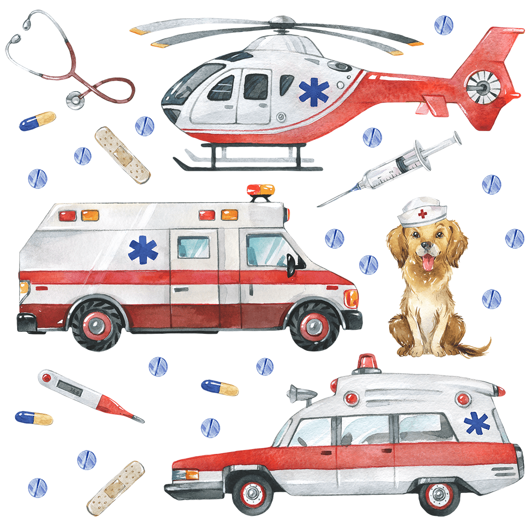stickers hélicoptère médical décoration chambre enfant