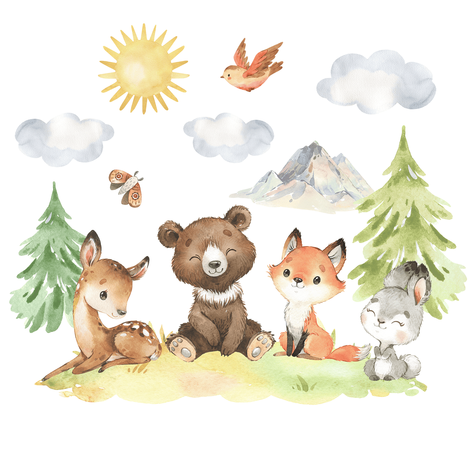 decoration chambre enfant animaux foret doux