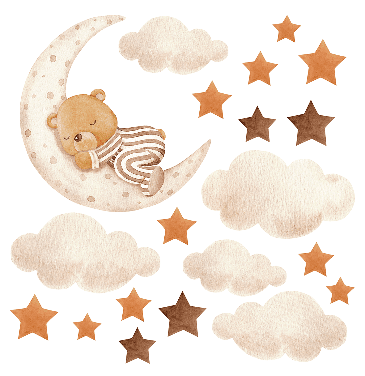 decoration murale chambre bebe lune ourson