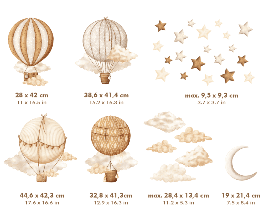 stickers muraux nuages etoiles beige chambre enfant