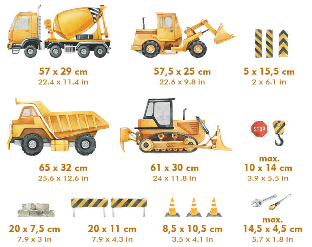 stickers bulldozer enfant style aquarelle doux