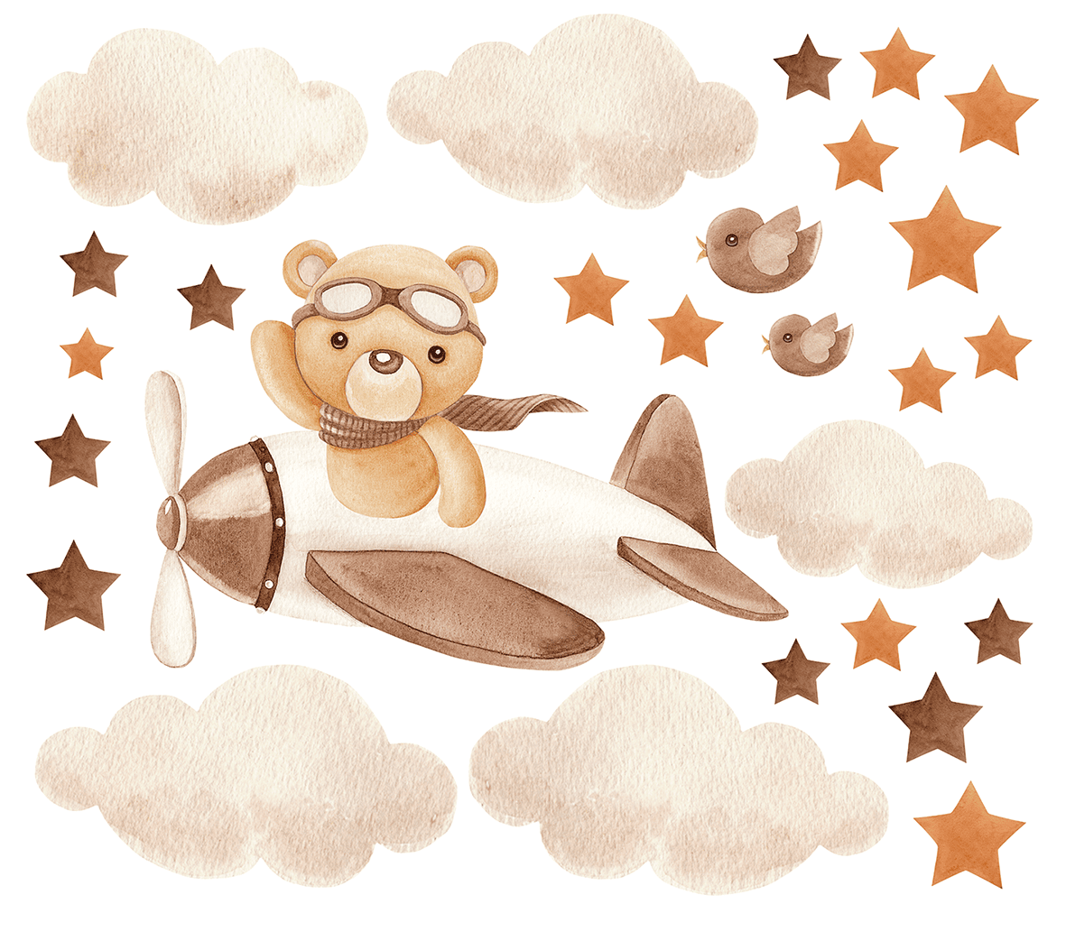 stickers ourson avion chambre enfant garcon