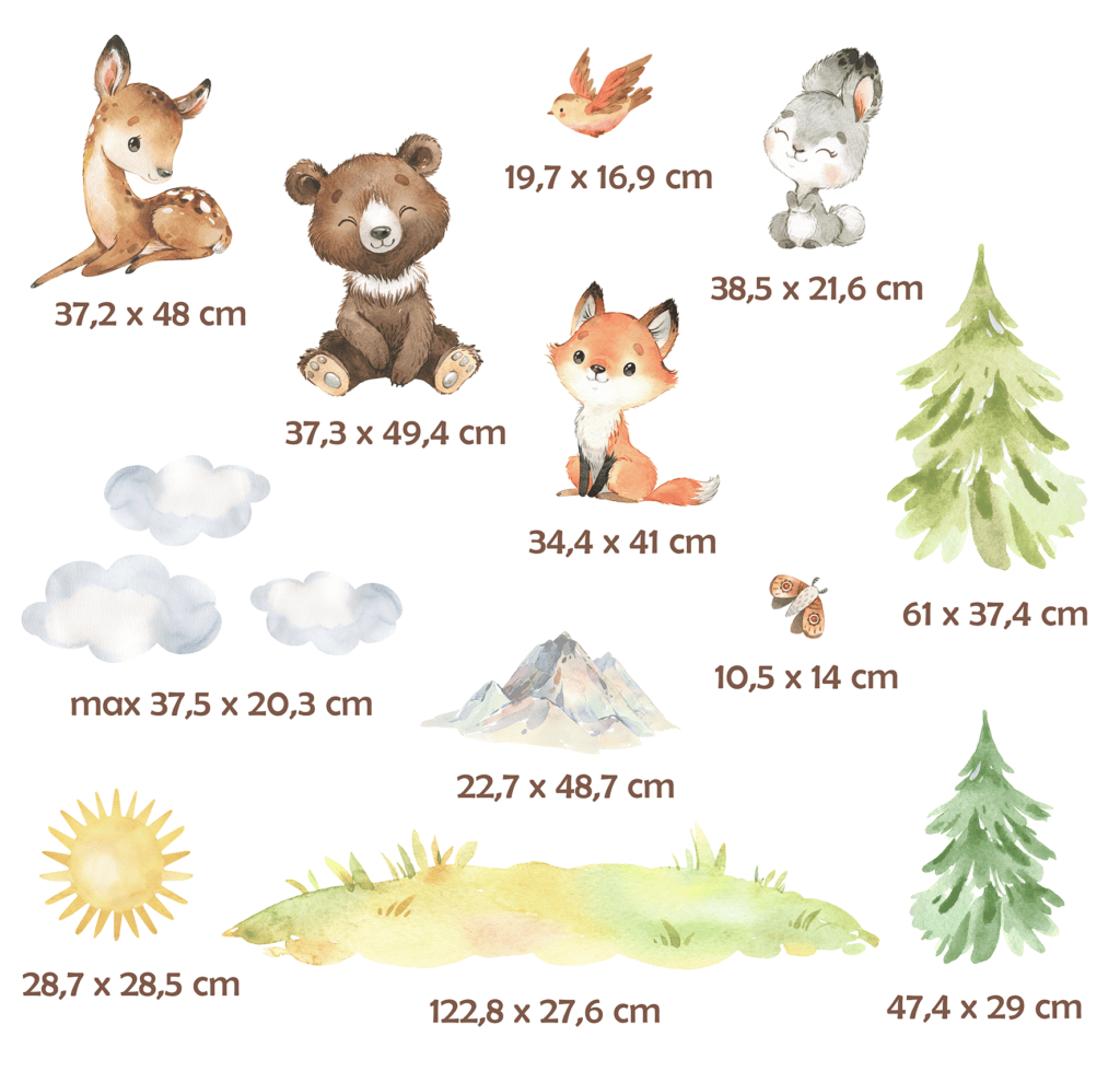 stickers animaux foret aquarelle chambre bebe