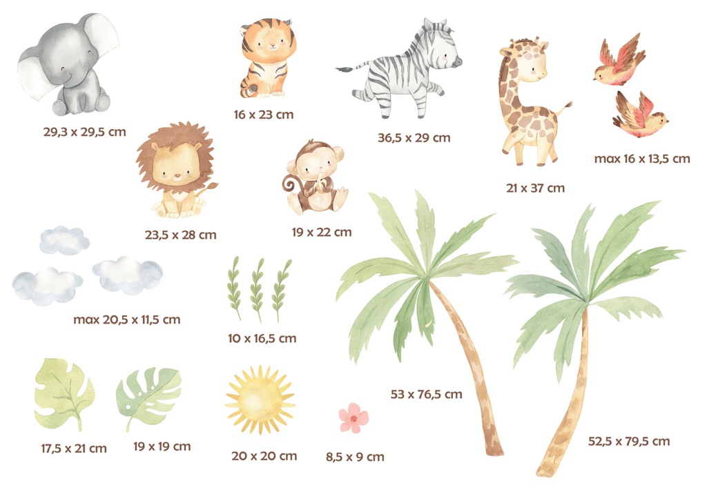 decoration murale animaux savane bebe douce