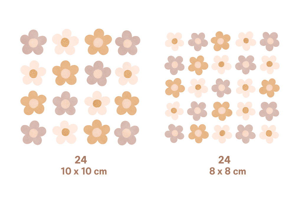 stickers muraux fleurs dimensions 48 pièces 10 cm 8 cm