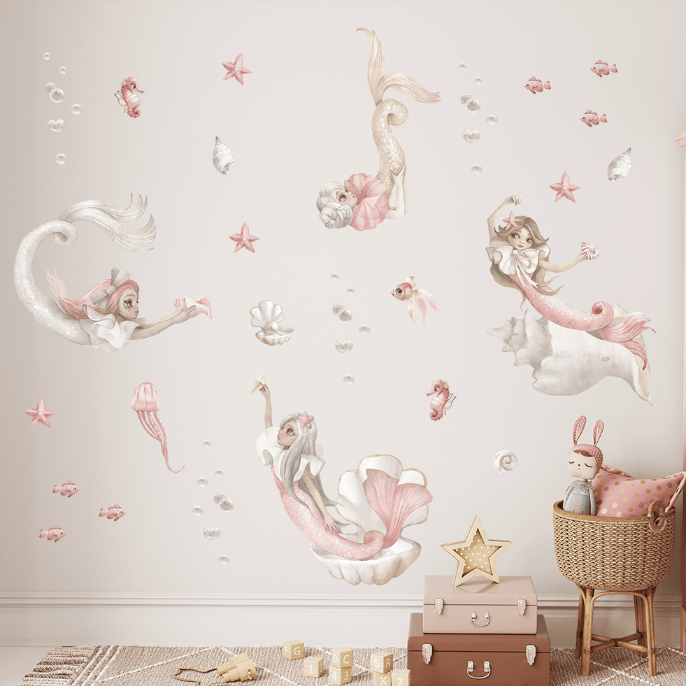 decoration murale sirenes chambre fille
