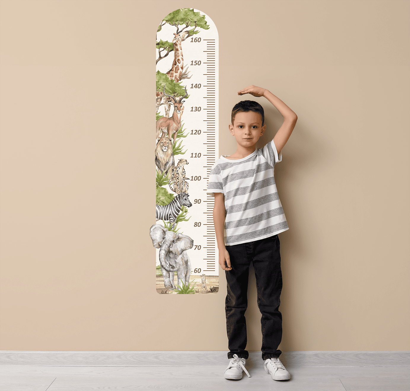 toise enfant animaux savane style doux