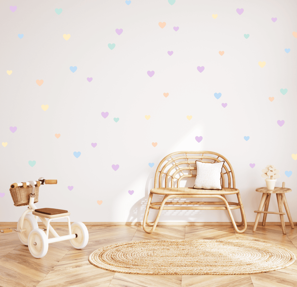 stickers coeurs couleurs douces bebe