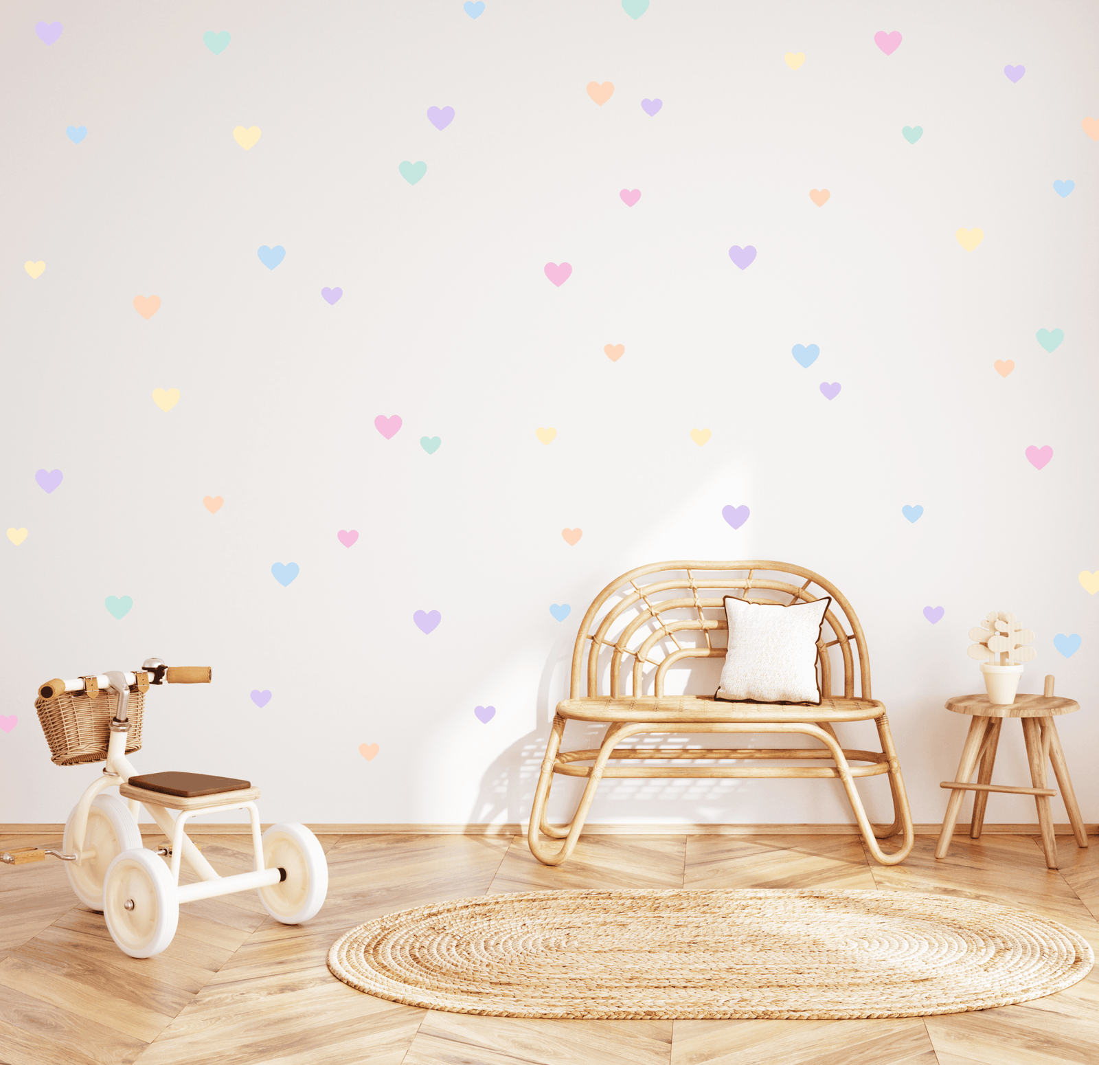 stickers coeurs couleurs douces bebe