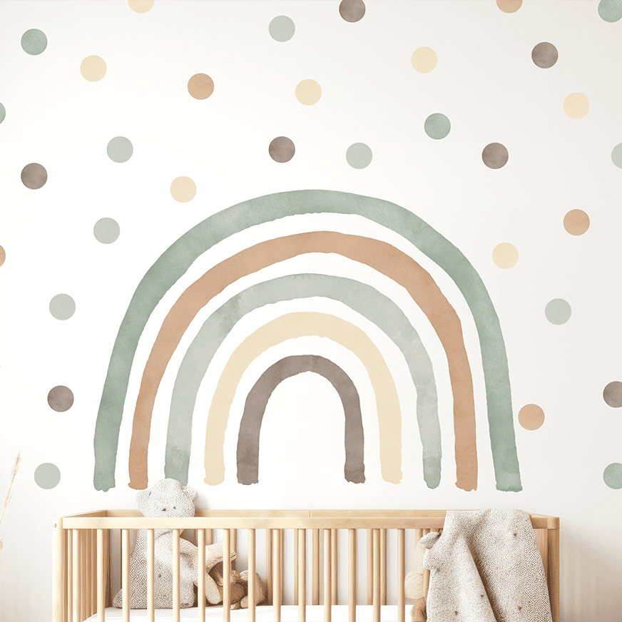 stickers arc-en-ciel vert sauge chambre bébé