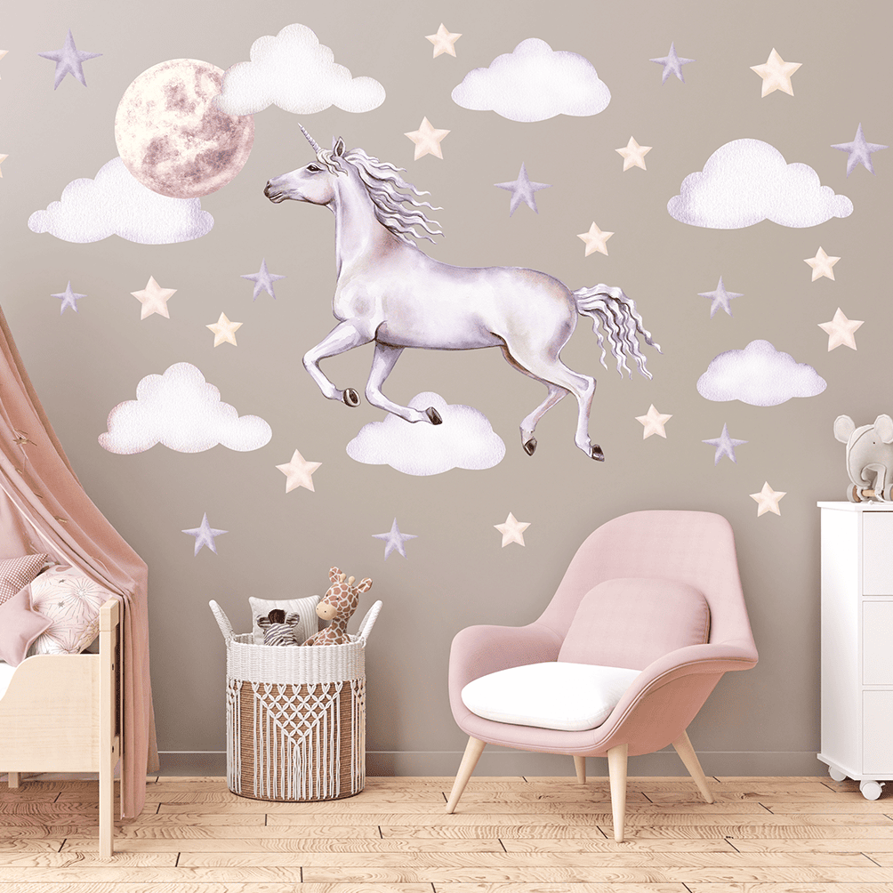 décoration murale licorne chambre fille élégante