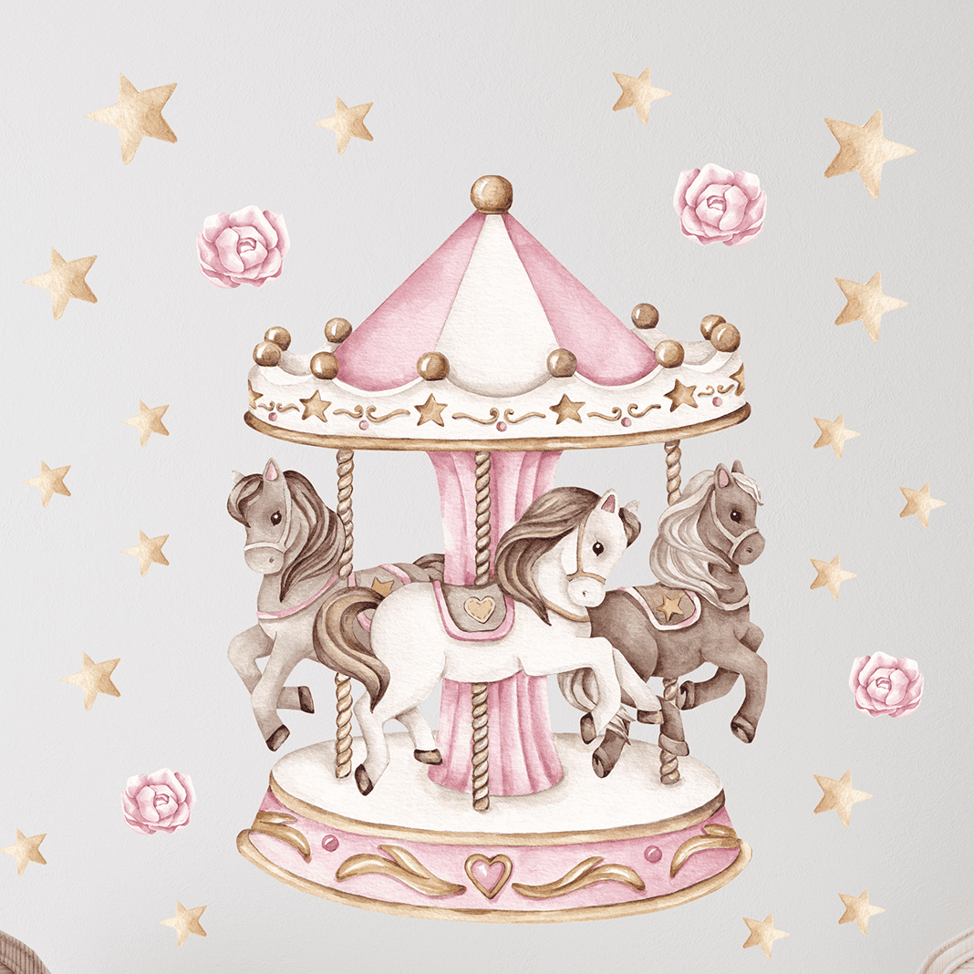 decoration murale carrousel chambre fille