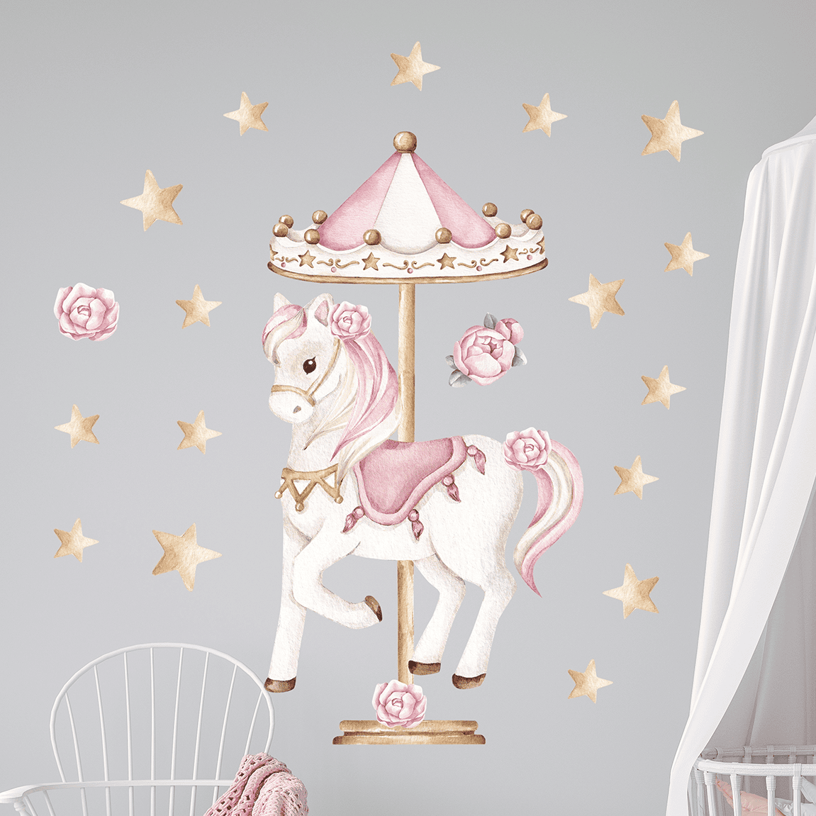 deco murale cheval carrousel bebe