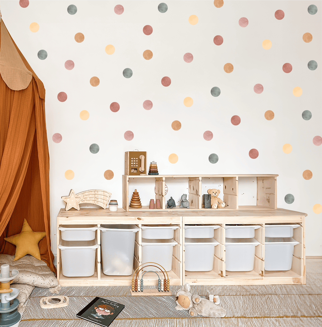 stickers muraux pois boheme terracotta