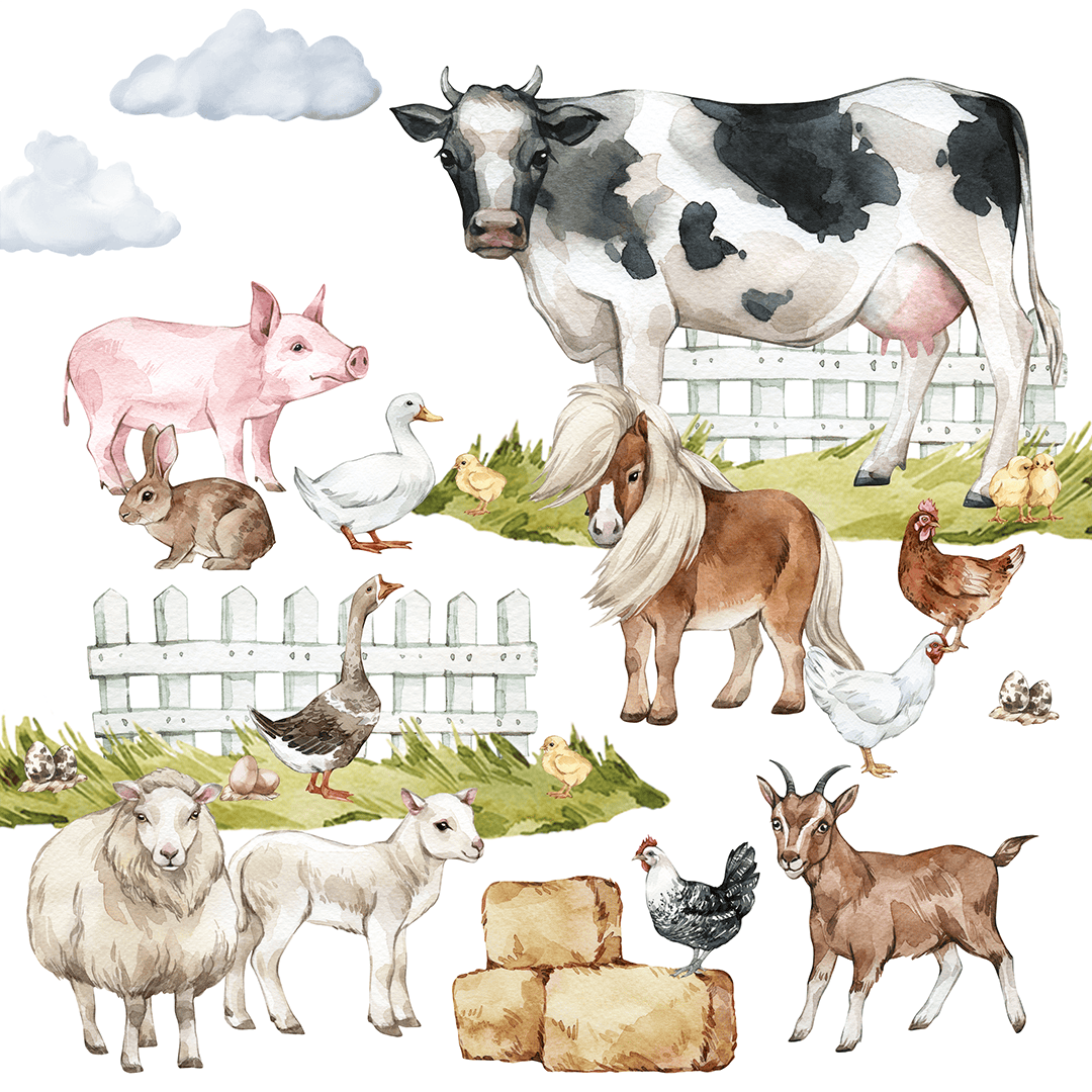 stickers muraux vache cheval mouton enfant