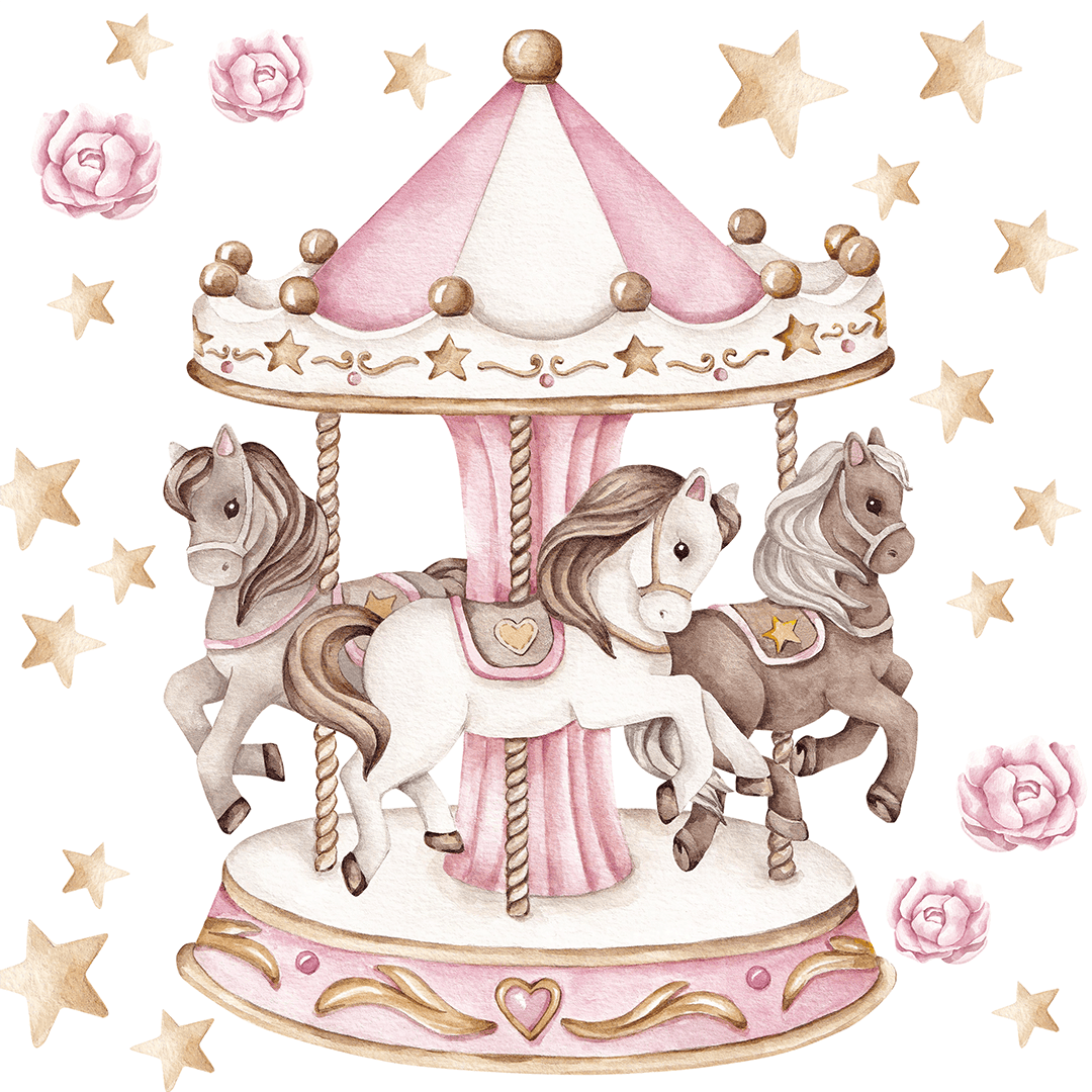 deco murale fille carrousel pastel