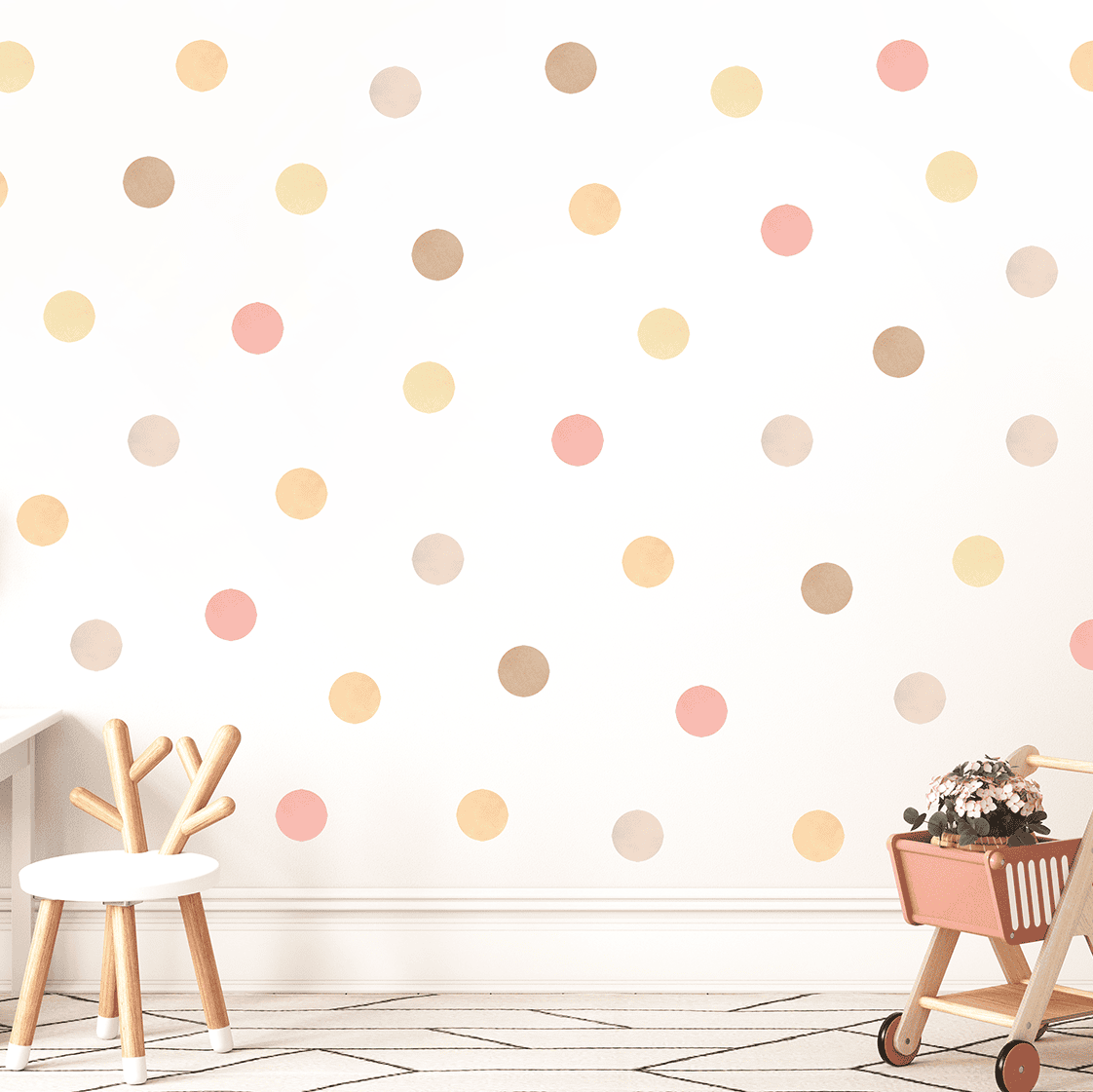 pois rose et beige mur chambre bebe