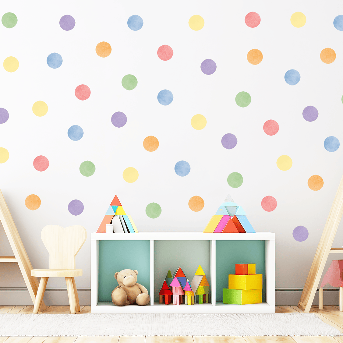 stickers muraux pois pastel enfant