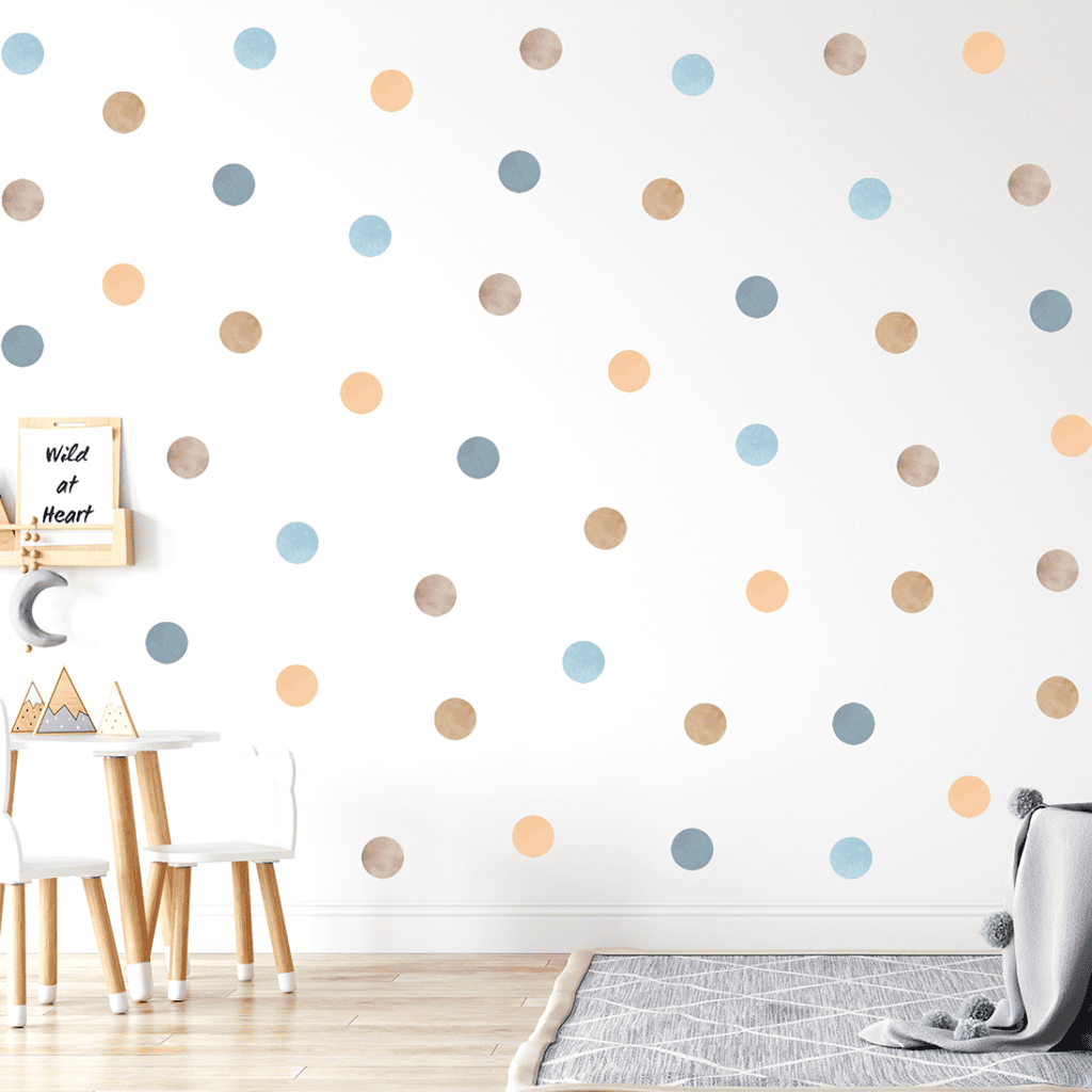 decoration murale pois bleu pastel