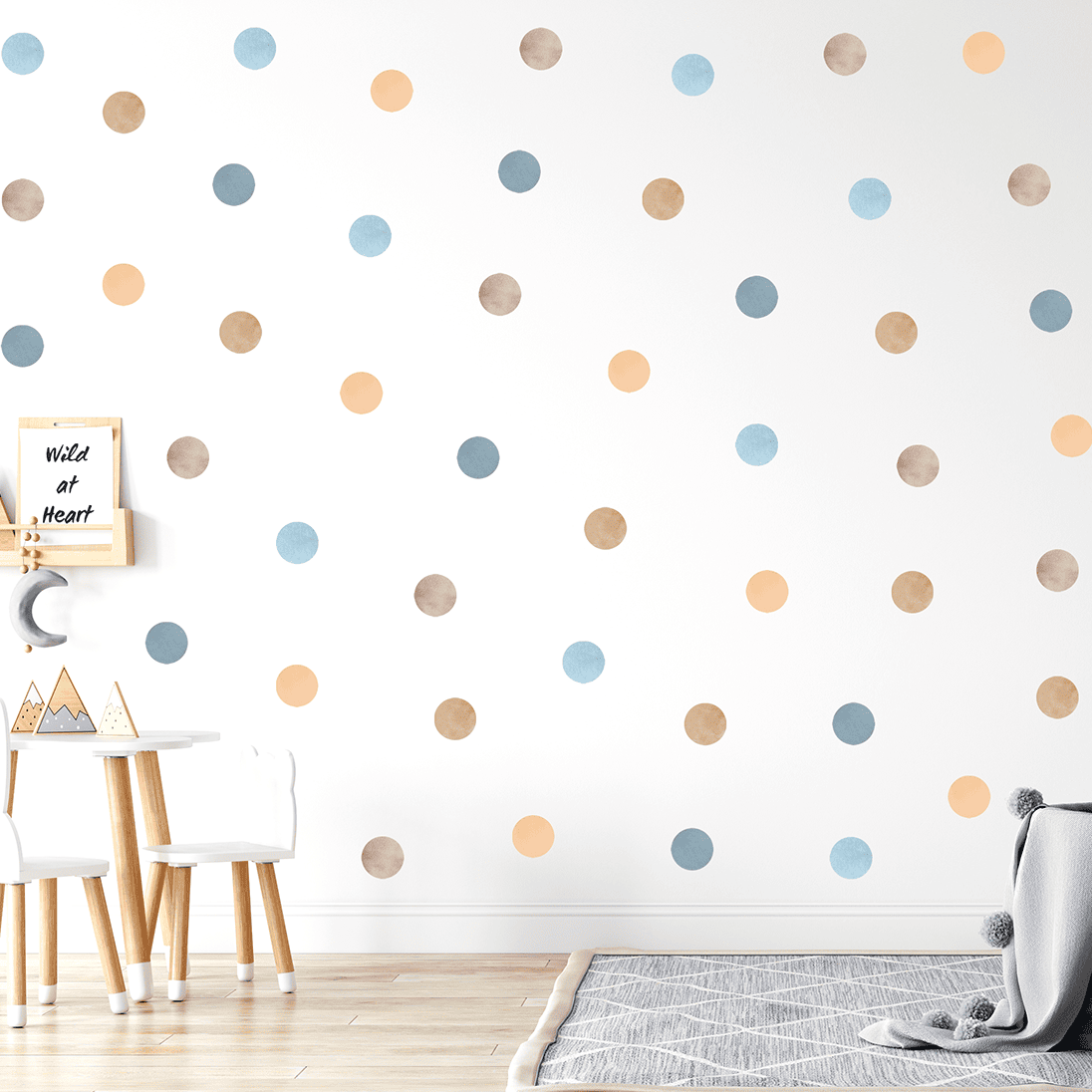 decoration murale pois bleu pastel